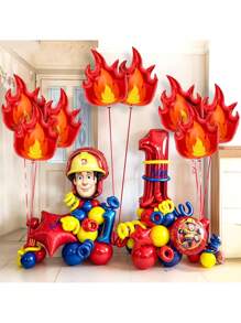 1 Conjunto Balão em Forma de S de Chama, Decorações para Festa de Aniversário/Bombeiro