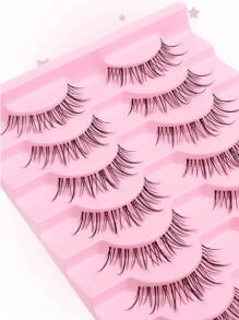 10 paar manga-stijl natuurlijke krul transparante tak nepwimpers, 0,6-1,2 cm gemengd lengteontwerp, lichtgewicht criss-cross pluizige Thaise make-up wimpers, schattige meisjesstijl, geschikt voor dagelijks gebruik, date night, feest, reismake-up, beginnersvriendelijk, geweldig cadeau voor Pasen, Moederdag, Thanksgiving, Kerstmis
