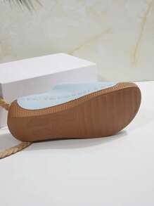Sandálias de Cor Sólida Fashion Femininas, Sapatos com Sola Grossa e Salto Anabela, Chinelos Confortáveis para Uso Externo