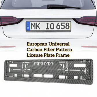 1 stuk XCLPF koolstofvezel textuur Europese standaard kentekenplaathouder, duurzaam kunststof materiaal, past op de meeste Europese voertuigen (behalve Oostenrijk), Euro kentekenplaathouder