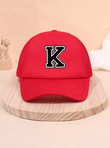 1pc Kids A-Z Letter Design Mesh Snapback Trucker Hat, Sun Protection Outdoor Headwear, Suitable For Spring/Summer, Holiday Gift