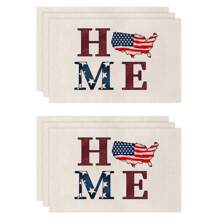 1pc/4pcs/6pcs American Independence Day Stars & Stripes Linen Placemats, Durable Dining Table Mats Suitable For Home, Restaurant, Decor - Multicolor - View 20