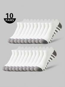 5/10 Pairs Men's Popular Thin Short Socks, Minimalist Black, White, Grey, Mesh Breathable Socks Suitable For Daily Wear, Youths, Students, Running, Sports, Size 39-44 - Multicolor - View 4