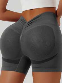 4pcs High Waisted Biker Shorts For Women, Tummy Control Fitness Athletic Workout Running Yoga Gym Shorts - 彩色 - 查看 5