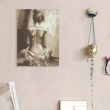 Framed Modern Abstract Female Figure Canvas Art Print - Retro Wall Decor, Monochromatic Nude Art For Living Room, Bedroom, Or Office, Living Room Decor | Contemporary Aesthetic | Poster Board, 2D, Perfect For Room Decor