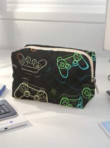 1 件卡通游戏控制器印花化妆包，便携式化妆品收纳袋，多功能收纳袋，适用于旅行、礼品、节日、青年、返校、洗漱用品、化妆品、房间装饰