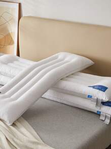 Kiss Dear 2pcs Full Size White Dual Pillow With Ergonomic Neck Support, Made Of Ultra-Soft Renewable Fiber Down, Conforms To Neck Curve For Beds And Sofas, Home Decor, Bedding, Sleeping & Body Pillows