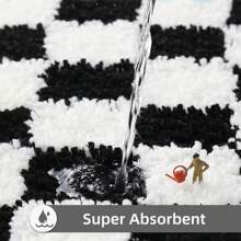 Flocked Minimalist Black & White Bathroom Floor Mat, Heart Shaped Bathroom Rug, Quick Dry Super Soft Fiber Non-Slip Washable Bath Mat, 1pc In Medium And Large Sizes For Bathroom, Kitchen And Shower Home Bathroom Decor Floor Carpet Outdoor Rug Door Mat Fall Decor Bathroom Accessories Back To School