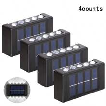 1/2/4/6 piezas Luces solares de pared de 10 LED, iluminación hacia arriba y hacia abajo para ambiente en exteriores, patio, jardín, sendero, decoración de pared