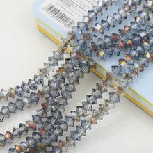 95pcs 6mm Crystal Glass Middle Hole Saucer Beads, Electroplated Colorful DIY Accessories For Shoes, Clothing, Hats, Phone Chains, Jewelry Making