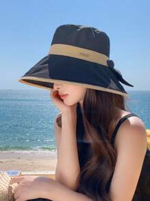 1 Pc Women's New Bucket Hat, Casual Wide Brim Sun Hat Summer UV Protection Riding Face Covering Sun Visor, Suitable For Outdoor Travel Beach Daily Wear - MZ2585 - View 14