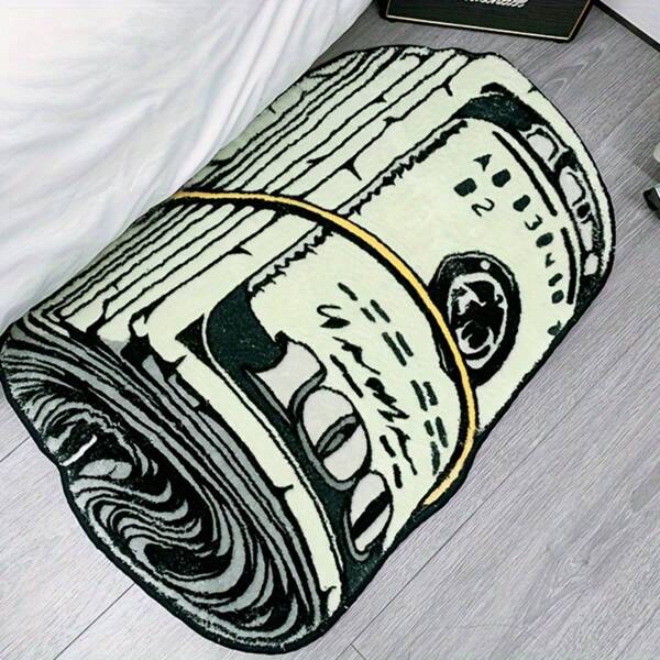 Soft Plush Washable Non-Slip Rug With Creative Dollar Bill Pattern, Suitable For Bedroom, Closet And Entryway, Soft Home Decor, Absorbent Doormat Bathroom Kitchen Decor