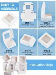 Hộp giấy vuông màu trắng có cửa sổ trong suốt (20 chiếc/10 chiếc/5 chiếc), hộp quà đựng xà phòng mini, thích hợp để đựng trang sức, quà tặng tiệc cưới, hộp quà giấy gấp gọn dùng cho tiệc tùng và đám cưới (Màu trắng) - Nhiều màu - Xem 5
