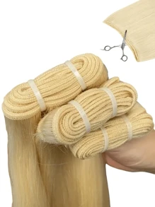 613 金色直发人发，1 束双层编织，90 克，长度 16-32 英寸，适合所有女性 - 金色 - 查看 6