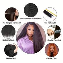 12 lọn tóc nối xoăn thẳng loại A, tóc nối thẳng Yaki Brazil dành cho nữ, tóc nối Remy nguyên chất. - Natural Black - Xem 8