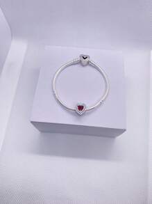 1 pièce 2025 Nouveau bracelet de mode haut de gamme pour femmes DIY meilleures . Bracelet à perles avec bouton strass et charms cœur rouges brillants. Convient pour un port quotidien, idéal pour la Saint-Valentin, la Fête des Mères, les fêtes entre dames, un cadeau d'amour romantique, un bracelet à breloques