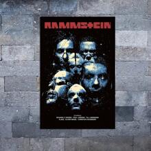 Affiche d'art de groupe Rammstein - Impression sur canevas sans cadre de 12 x 18 pouces, design portrait noir et blanc sur fond étoilé - Idéal pour la décoration murale de la chambre, du bureau, du salon, de la maison et du dortoir, décoration murale photo