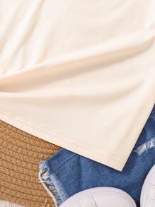 Young Girl Casual Capybara Slogan Print Short Sleeve T-Shirt - Beige - View 5