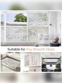 1 卷防紫外线隐私窗膜 - 彩色玻璃彩虹静电贴，带热控制，无残留磨砂贴花，适用于浴室/玻璃门（透明鹅卵石纹理）
