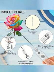 1 pieza Clip de insignia telescópico de rosa arcoíris - Objeto pequeño de moda DIY, Clip de metal, Fácil de colgar en forenses, Es un objeto pequeño práctico para lugares de oficina, exposiciones, escuelas, hospitales, trabajadores de oficina para resaltar sus carretes de insignia personalizados de autoensamblaje, el portador de insignia es muy adecuado para médicos, enfermeras y personal de oficina de maestros voluntarios