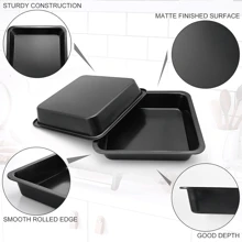 Ensemble de plaques de cuisson en acier au carbone texture noire et dorée | 3 tailles disponibles S/M/L (18-25cm/7.1 pièce-9.8") | Anti-adhésif, résistant à la chaleur, facile à nettoyer, revêtement anti-adhésif | Ustensiles de cuisson pour le four à la maison | Biscuits, pizza, barbecue, multifonction