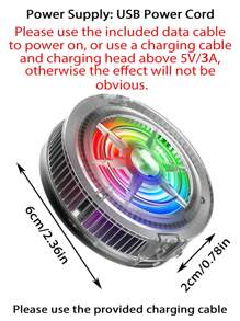 1 pièce Ventilateur de refroidissement pour téléphone avec lumière RGB magnétique noire, ventilateur à cristaux de glace, radiateur de refroidissement à semi-conducteurs, dissipateur de chaleur de jeu pour téléphone/tablette, 2 vitesses réglables ; pochette de transport incluse
