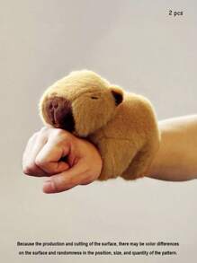 1pc (18cm/7.08in) Capybara Plush Doll, Curtain Tie Back, Educational Doll, Multi-Function Capybara Plush Hand Rattle Animal Wristband, Christmas Party Gift