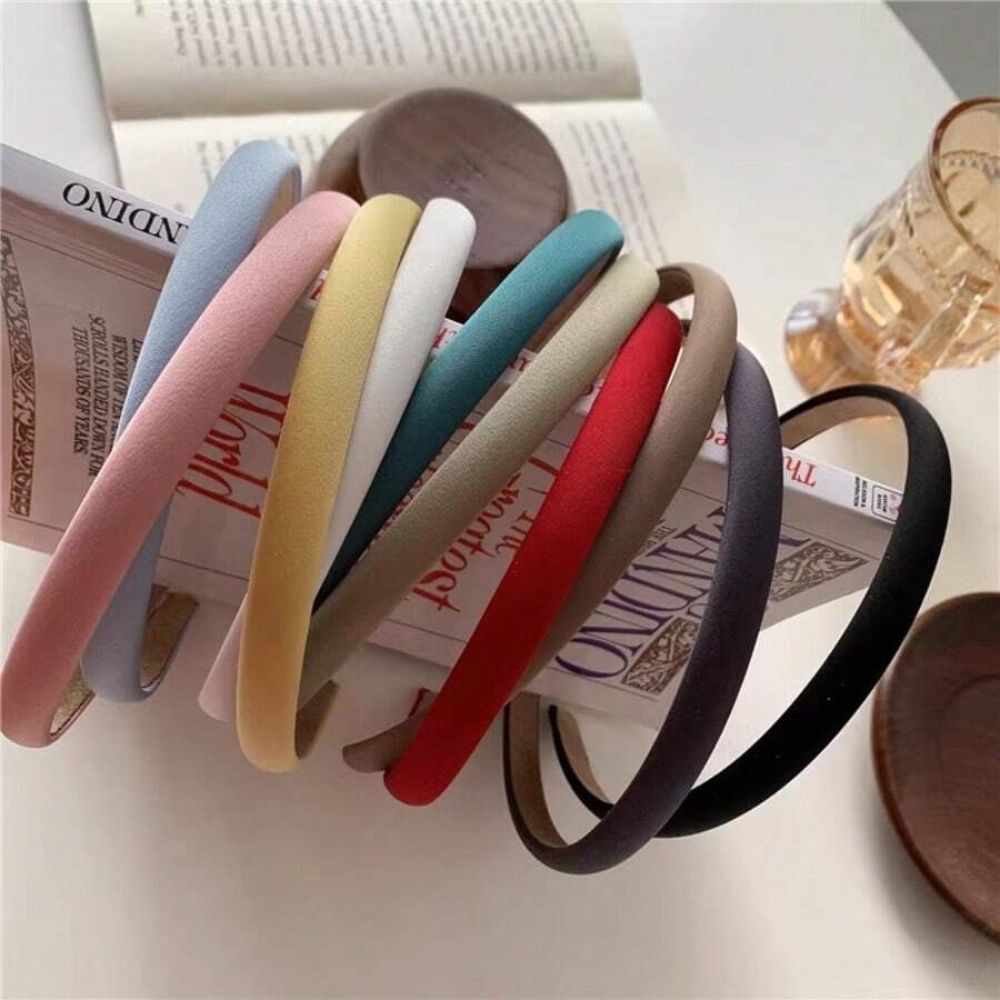 1 件经典丝缎多色头带，简约百搭甜美可爱优雅发饰、发带、发箍头带