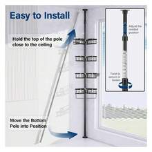 Corner Tension Pole, 4-Tier Rustproof Shower Organizer Storage ForShower Bathtub Shampoo,56 To 113 Inch Adjustable Floor Standing Shower Shelves Black - Multicolor - View 6