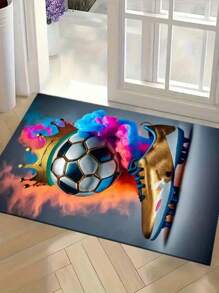 1pc Summer Soccer Carpets, Outdoor Picnic Decorative Rugs, Home Decor Carpets For Living Room, Bedroom, Bathroom, Study, Closet, Lavatory