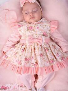 Maternity Outfit For Baby Girl Pompom 04 Pieces Baby Clothes - 珊瑚粉 - 查看 2