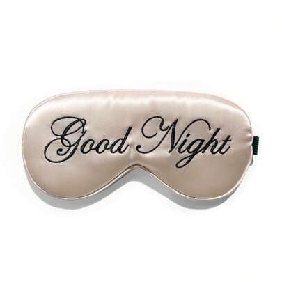 1pc Champagne Good Night Embroidered Logo Soft Polyester Satin Sleep Mask, Light-Blocking Eye Mask For Napping And Sleep, Office Travel Home Use, Eye Protection And Fatigue Relief, Birthday Gift For Best Friend, Girlfriend, Colleague, Unisex Comfortable Breathable Non-Pressing