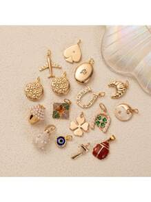 18K Gold Plated Charm Pendants For DIY Necklace & Bracelet, Copper, Lucky Symbols, Fashion Jewelry