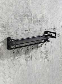 1pc Multi-Function Spice Rack, Wall Mounted Storage For Kitchen, Bathroom, Balcony, Space Saving, Waterproof & Rustproof, No-Drill Installation