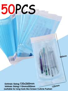 100 Pcs Nail Art Sterilization Bags 5 Sizes Self-Sealing Sterilization Pouches For Manicure Pedicure Tools Disposable Storage Bags For Tweezers Cuticle Pusher Scissors Nail Art Tool Sterilization Storage Bag - Multicolor - View 18