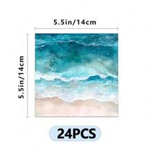 24pcs/Set Retro Beach Wave Theme Scrapbooking Paper, A5 Size, Beach Texture Background, Suitable For DIY Journal, Planner, Craft Paper, Junk Art, Cards, Photo Album, Handwork, Office Supplies, Diary Accessories