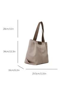 Geantă de umăr minimalistă din pânză, geantă de depozitare cu capacitate mare, culoare solidă, geantă ușoară, ghiozdan școlar în stil artistic pentru adolescenți, ghiozdan pentru femei sau studenți, perfectă pentru cărți, cumpărături, întoarcerea la școală și multe altele
