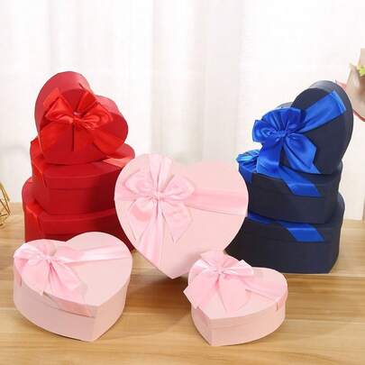 1 peça nova caixa de presente para o dia das mães em formato de coração, laço vermelho, caixa de papel com tampa, caixas de presente de aniversário