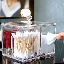 Organizador De Maquiagem Porta Algodão Cotonete Acrílico Organizador Cosmético Acrílico Caixa Paramount Com Tres Modelos - Modelo Quadrador - Visão 3