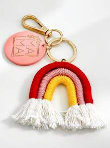 1pc Handmade Rainbow Tassel Pendant Keychain, DIY Accessory, Ideal Small Gift For Mom - Multicolor - View 1