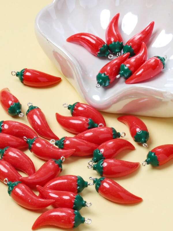 10pcs Handmade Resin Chili Pepper Pendants, Cute & Fashionable Accessory Jewelry Suitable For Christmas, Birthday, Gift For Friends