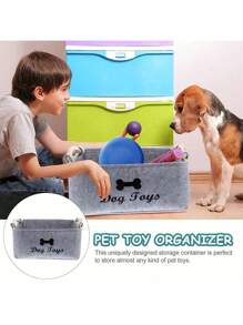 1pc Pet Toy Storage Box, Toy And Sundry Storage Basket, Storage Is Neat And Not Messy.Felt Pet Toy Storage Basket, Pet Supplies Felt Storage Bin, Keep Your Home Neat & Tidy. Pet Supplies Felt Storage Bin, Keep Your Home Neat & Tidy.Storage Basket For Indoor Pet Snack Toy And Dirty Clothing Organization Succinct