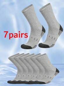7 Pairs Spring & Autumn Breathable Cushioned Sports Socks, Moisture-Wicking, Warm, Suitable For Outdoor, Hiking, Leisure - Multicolor - View 4