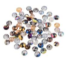 95pcs 6mm Crystal Glass Middle Hole Saucer Beads, Electroplated Colorful DIY Accessories For Shoes, Clothing, Hats, Phone Chains, Jewelry Making