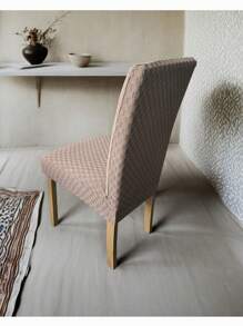 1 pièce Housse de chaise jacquard, motif à carreaux de couleur unie, housse de chaise à haute élasticité, pour la décoration de salle à manger, de cuisine, de maison et de fête, housse de protection de chaise