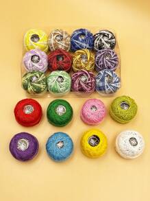 12-Color Woven Lace Thread Set, Solid/Mixed Colors, Vibrant Hues (Random Color), For DIY Knitting, Crochet, Micro Hook, Cross-Stitch, Handmade Hair Clips, Hollow-Out Sweater Crochet, Fine Line Embroidery - Multicolor - View 2