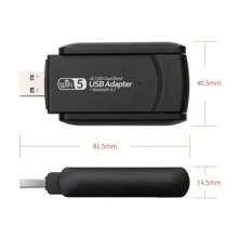 FENVi AC1300 USB WiFi BT適配器，適用於桌上型電腦USB 3.0 WiFi雙頻網路適配器，搭配2.4GHz/5GHz高增益天線，適用於桌上型電腦/筆記本電腦，適用於Windows 7/10/11 - 黑色 - 查看 3