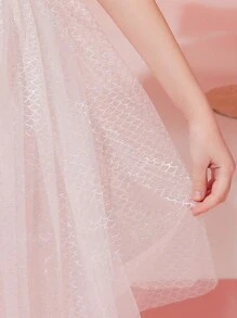 Tween Girls Noble Simple Sequin & Mesh Princess Summer Dress - Pink - View 10