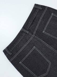Short en jean ample à jambe droite et longueur mollet avec poches pour hommes