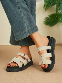 2025 Summer New Fashionable & Versatile Sandals For Women, Size 36-43 Plus Size, Non-Slip, Durable, Casual Slip-On Slippers - Beige - View 5